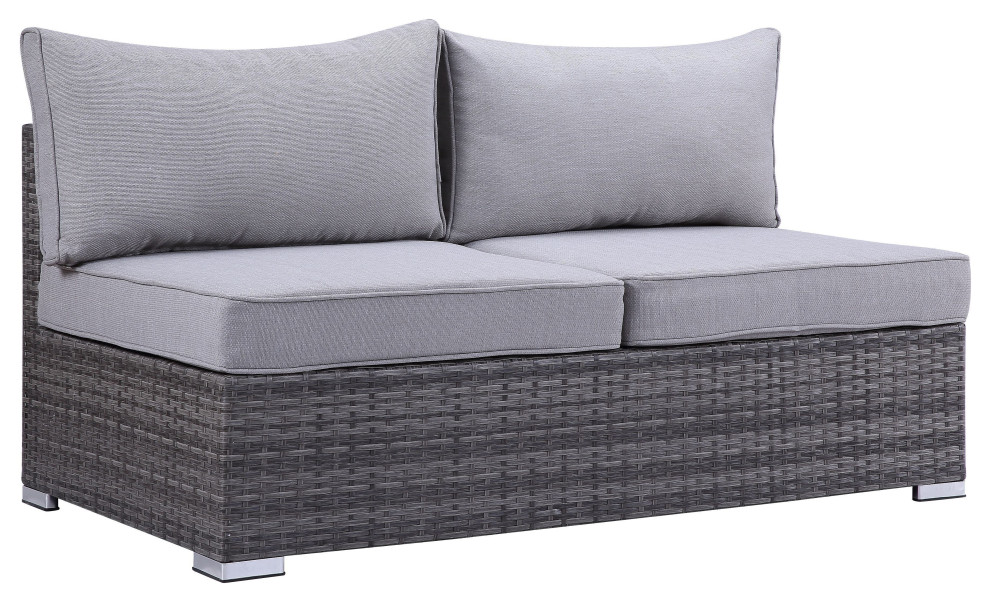 ACME Sheffield 4PC Pack Patio Sofa Set in Gray Fabric  ampGray Finish   Tropical   Outdoor Lounge Sets   by Acme Furniture  Houzz