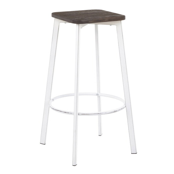 Clara Industrial Square Barstool in Vintage White ...