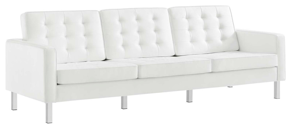 Loft Tufted Upholstered Faux Leather Sofa and Loveseat Set   Contemporary   Sofas   by PARMA HOME  Houzz