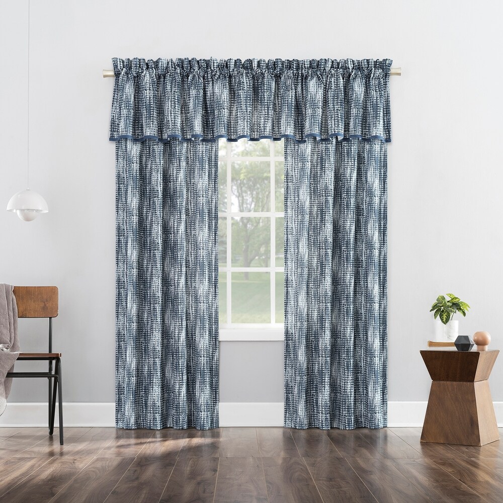 No. 918 Aran Crosshatch Print Semi Sheer Rod Pocket Curtain Panel  Single Panel