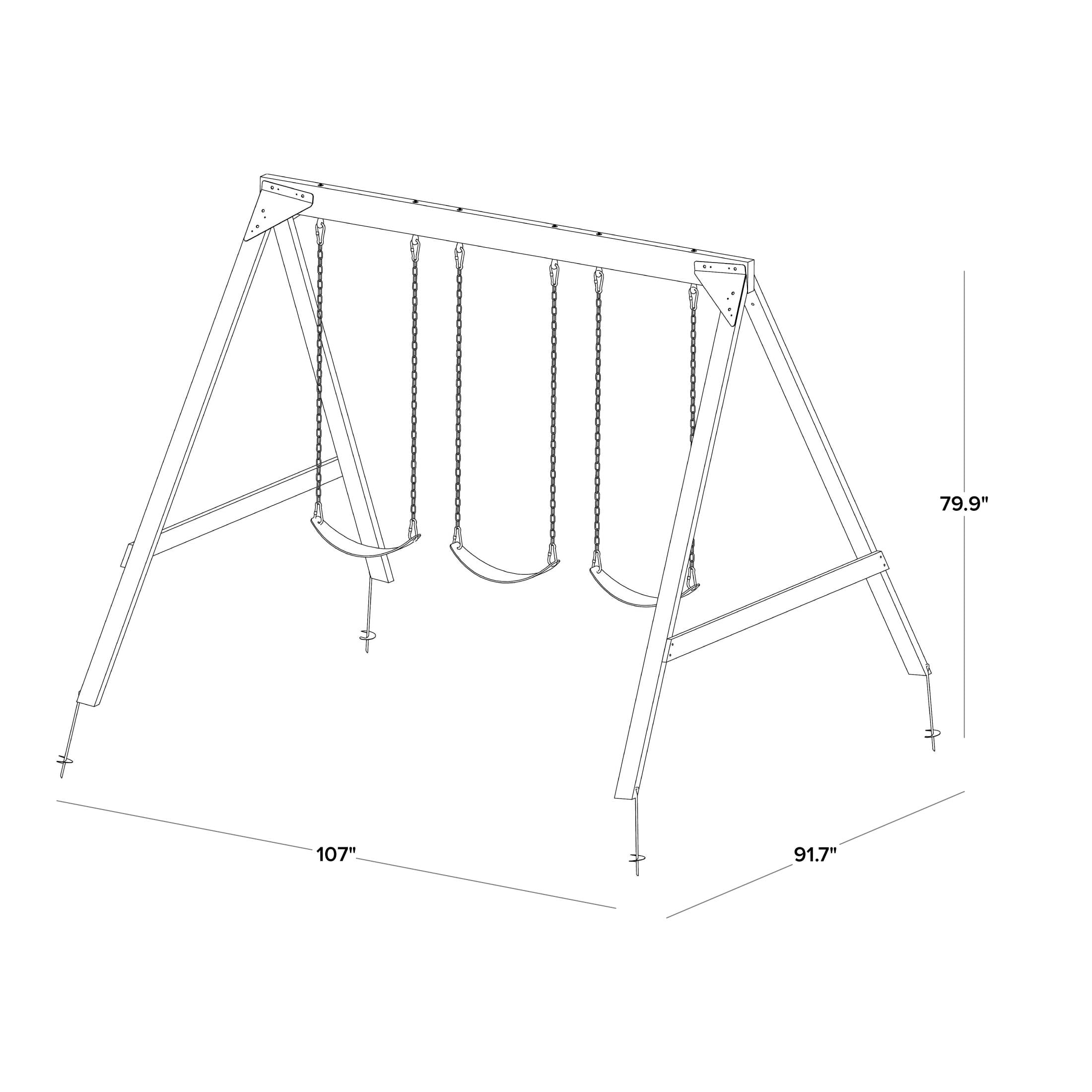 Sportspower Brooklyn Wooden Swing Set with 3 Swings