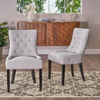 Noble House Hayden Light Grey Upholstered Dining Chairs (Set of 2) 10729