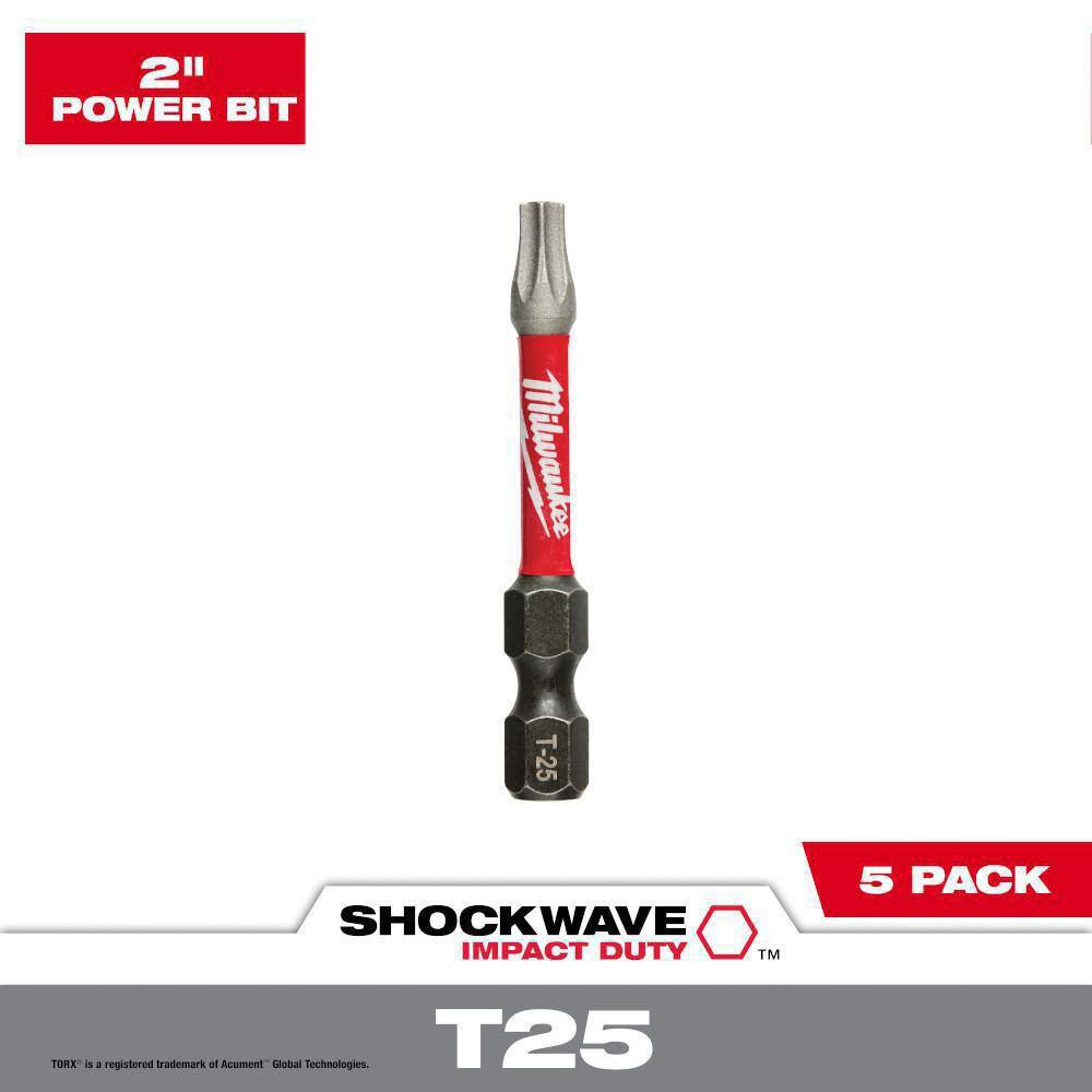 MW SHOCKWAVE Impact Duty 2 in. T25 Torx Alloy Steel Screw Driver Bit (5-Pack) 48-32-4685