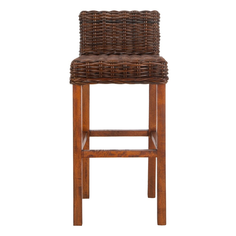 SAFAVIEH 30  Inch St. Thomas Indoor Wicker Brown Bar Stool   17.7\