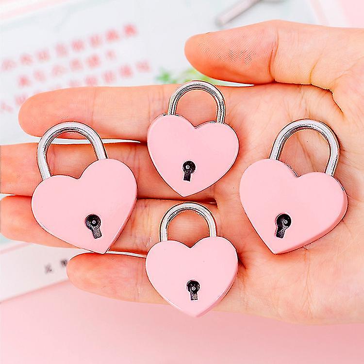 Small Metal Heart Padlock， Mini Lock With Key Compatible With Jewelry Storage Box Diary Book， Pink