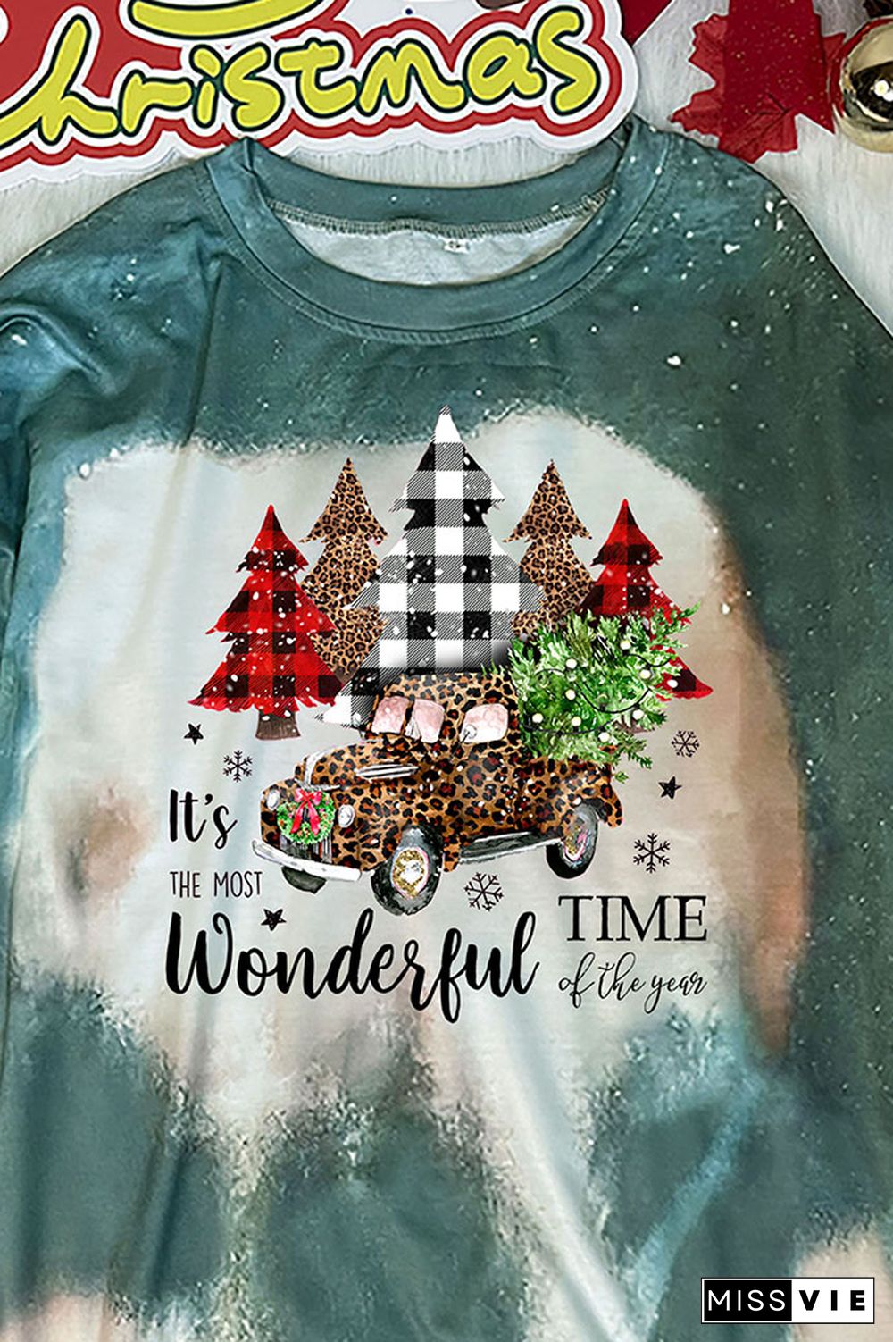 Christmas Pattern Print O-neck Sweatshirt Women Wholesale