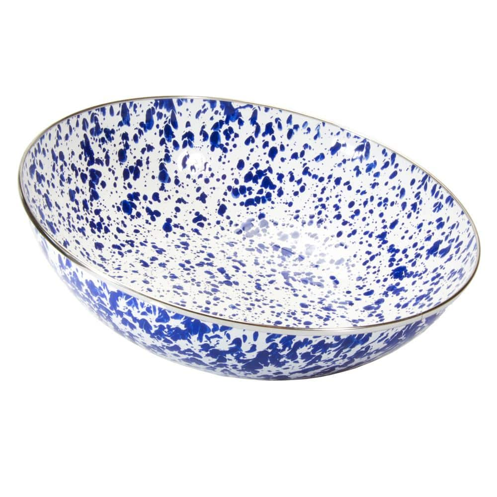 Golden Rabbit 14-inch 160 fl. oz. Cobalt Swirl Enamelware Round Catering Bowl