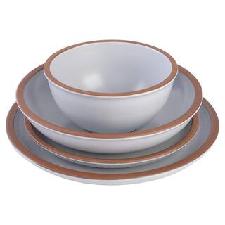 Gibson Lagos 16-Pcs Terracotta Double Bowl Dinnerware Set Service of 4 in Solid Matte White 985120317M