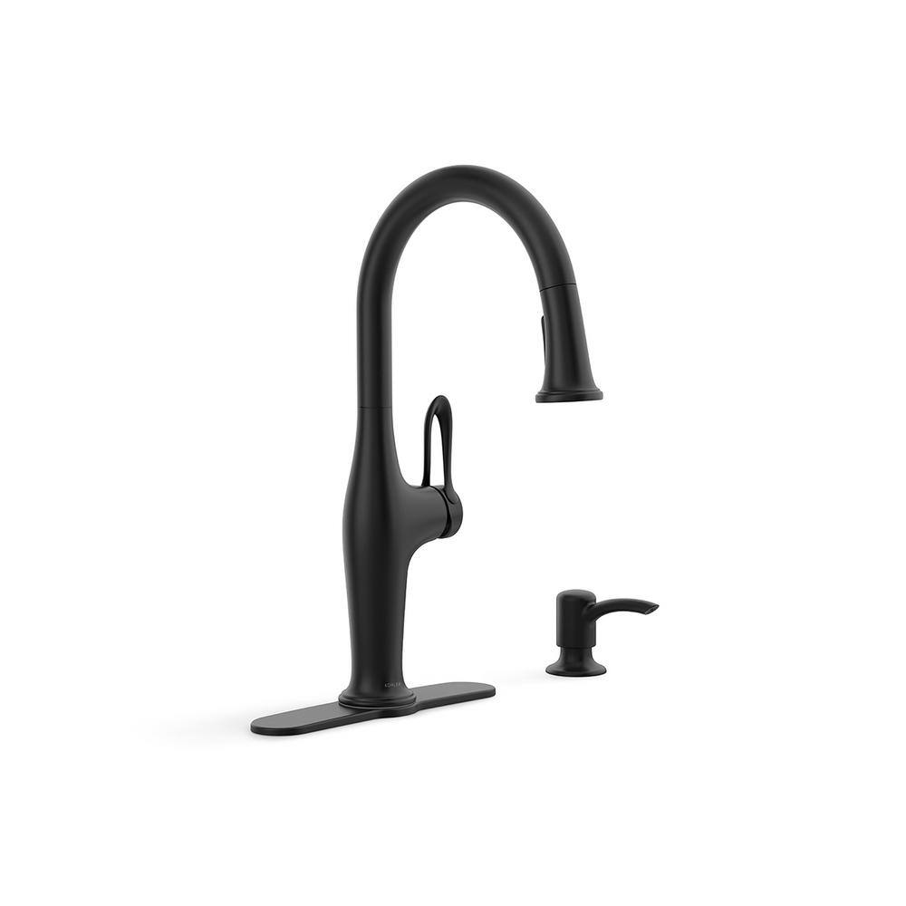 KOHLER Hamelin Single Handle Pull Down Sprayer Kitchen Faucet in Matte Black K-R33446-SD-BL