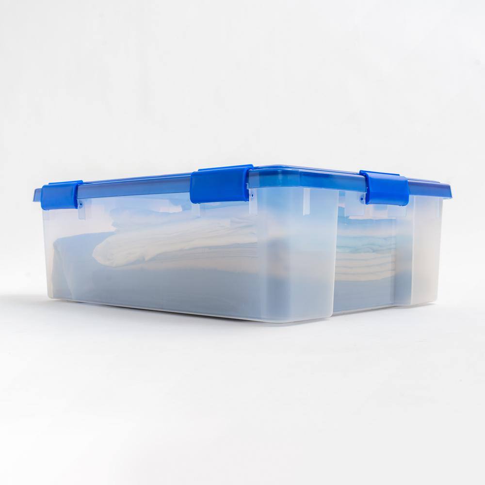 IRIS 41 Qt. WeatherPro Clear Plastic Storage Box Lid Blue 500202