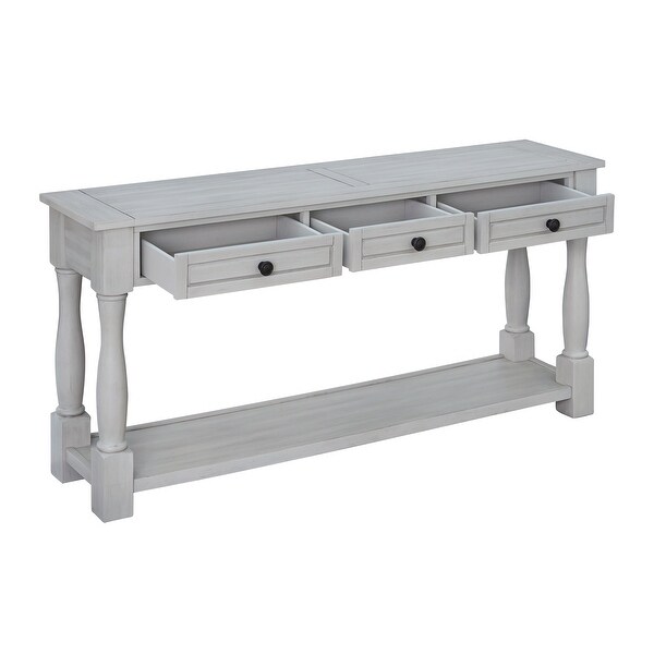 Long Extra-thick Sofa Console Table with Drawers and Shelf