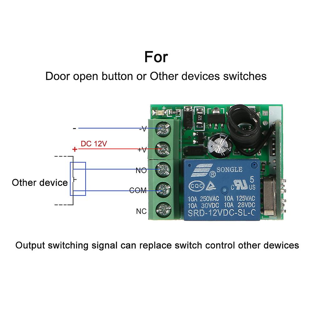 Dark Green Ab-2 Smart Home 433mhz Dc 12v 1ch Wireless Remote Switch Relay Receiver Transmitter Universal Remote Control Switch Module And Rf Transmitt