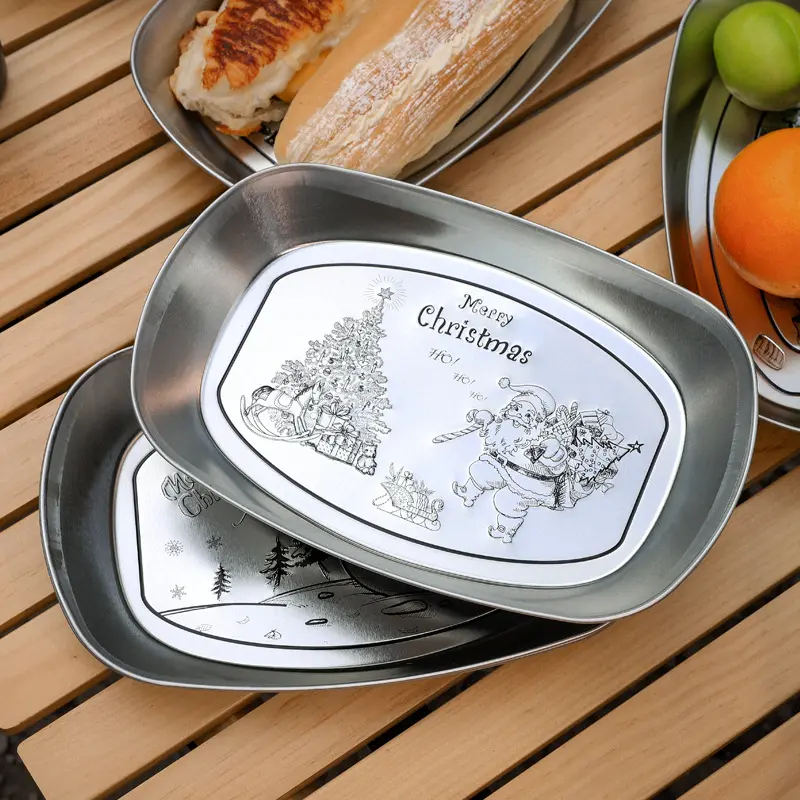 Hot Selling Outdoor Hiking BBQ Food Stainless Steel Plate