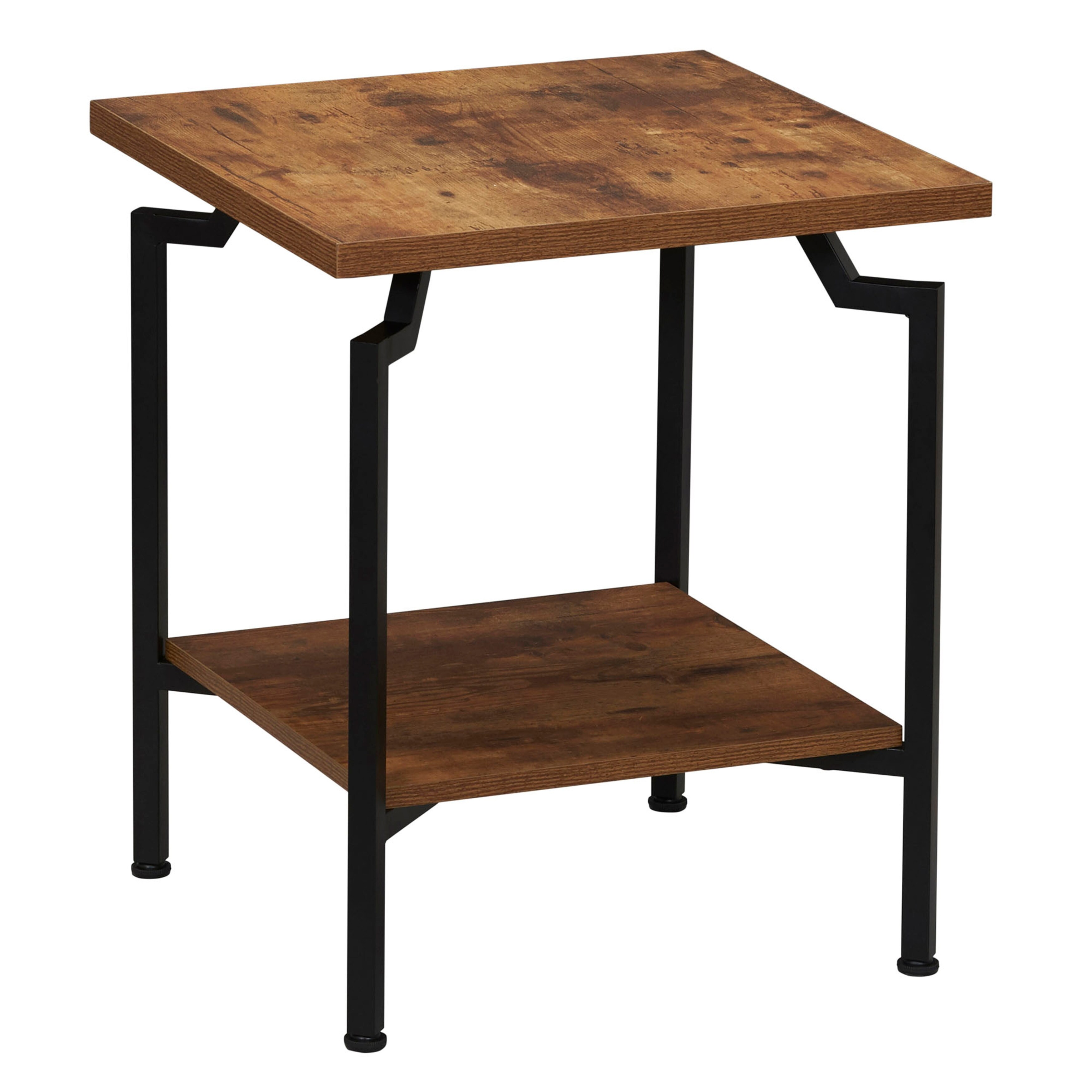 Crown Modern Wood Bed Side Table， Rustic Hickory