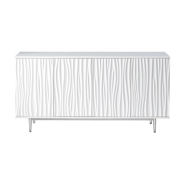 Somette Waves Glossy White Four Door Media Credenza - 63