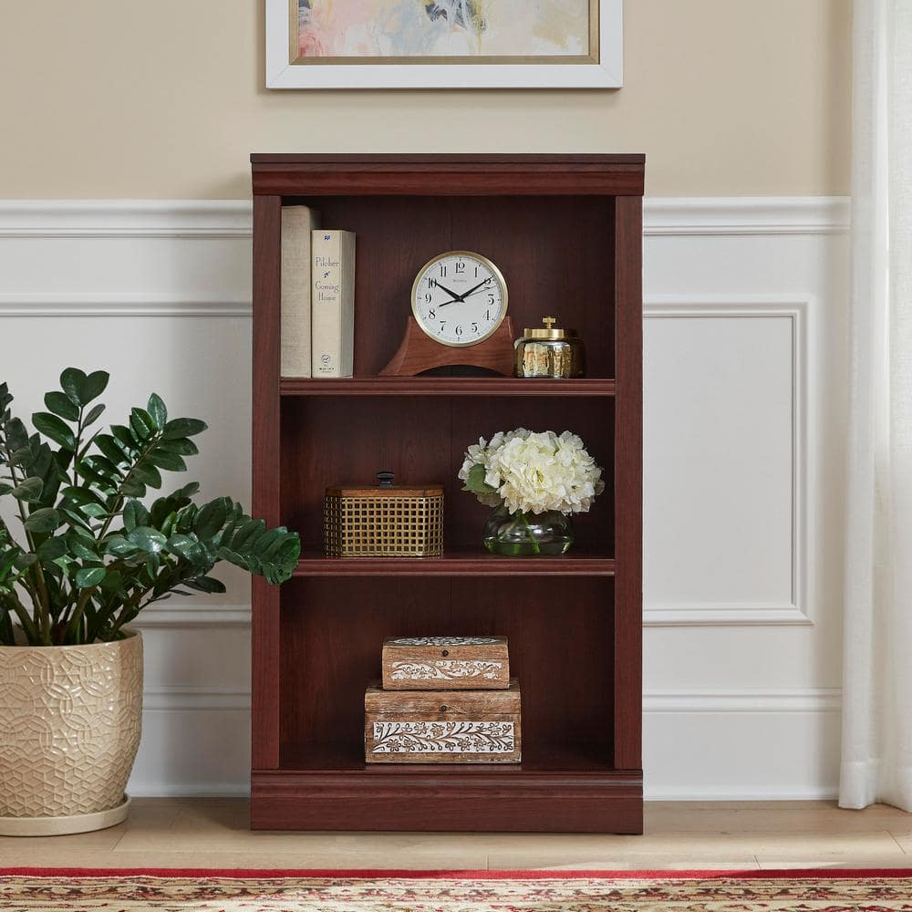 StyleWell 43 in. Dark Brown Wood 3-Shelf Classic Bookcase with Adjustable Shelves HS202006-38DB