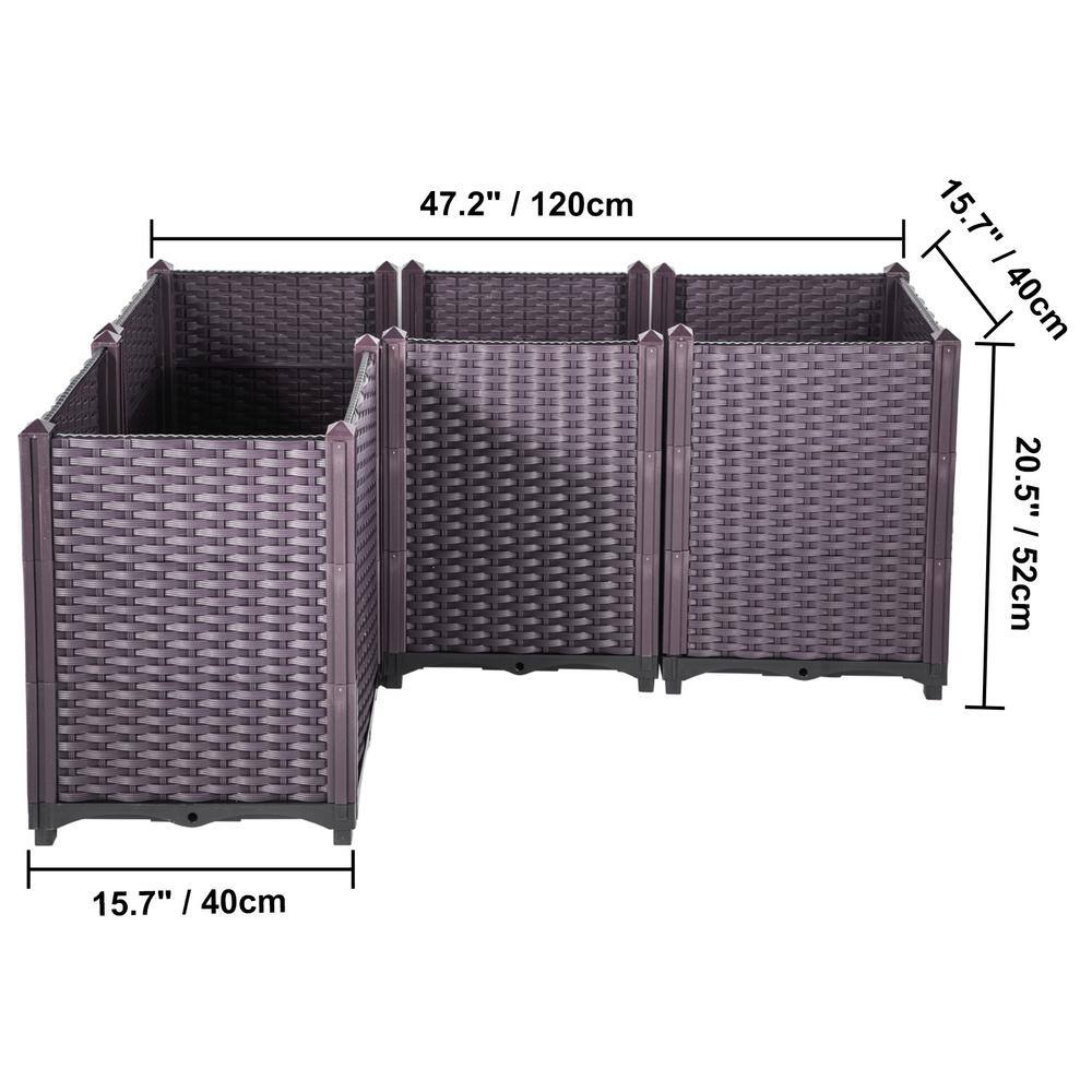 VEVOR Plastic Raised Garden Bed 20.5 in. H Flower Box Kit Raised Planter Set of 4 Raised Planter Boxes for Outdoor ZFXSLG52CMHVFYR1LV0