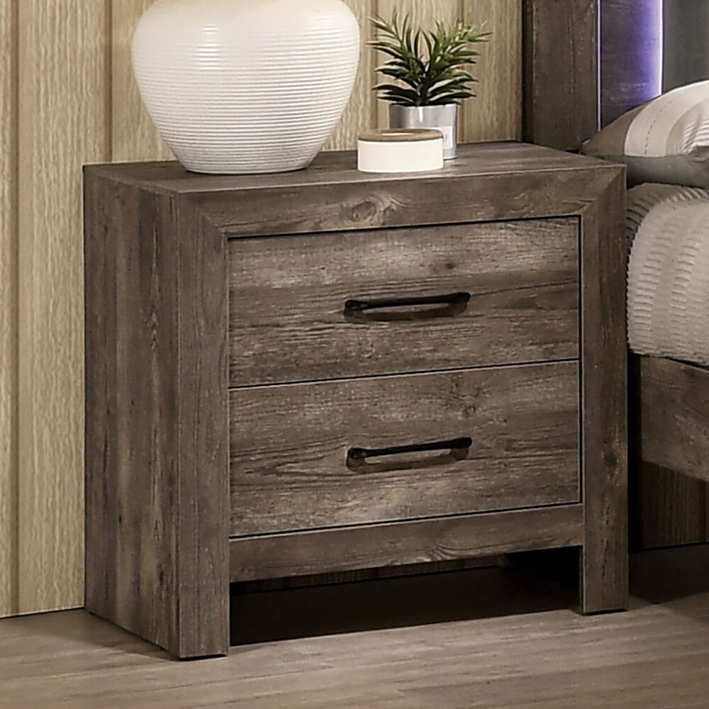 Vintage Wooden Nightstand with 2 Storage Drawers and Bar Drawer Metal Pulls  23.63\