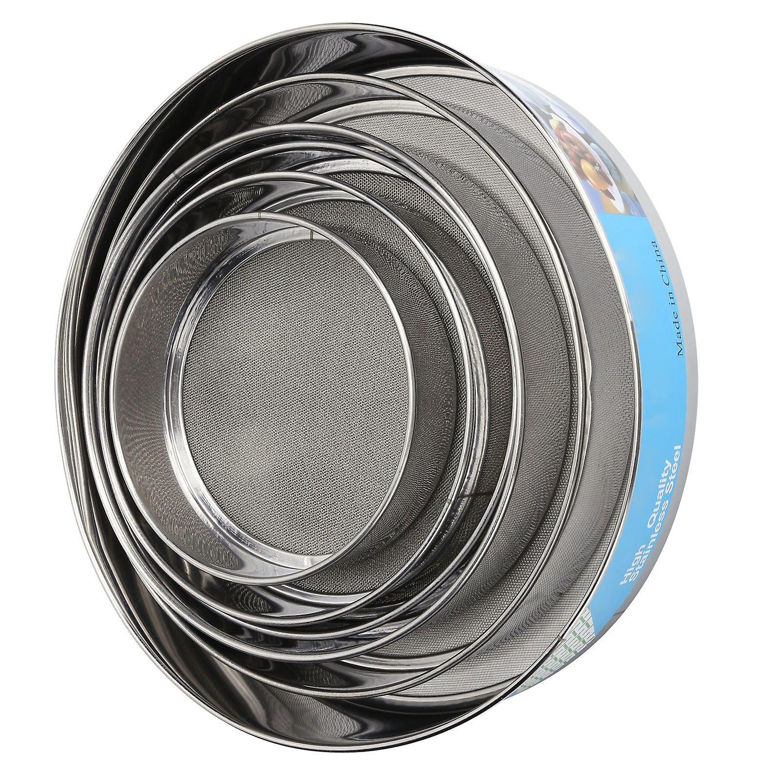 6pcs Stainless Steel Fine Mesh Flour Sieve Set Round Shape Flour Filter Strainer Kitchen Tools