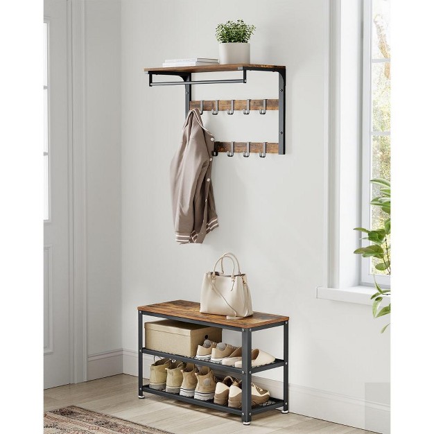 Shoe Rack Bench 3 tier Shoe Shelf Storage Bench With Metal Mesh Shelves And Seat Shoe Rack Rustic Brown And Brown