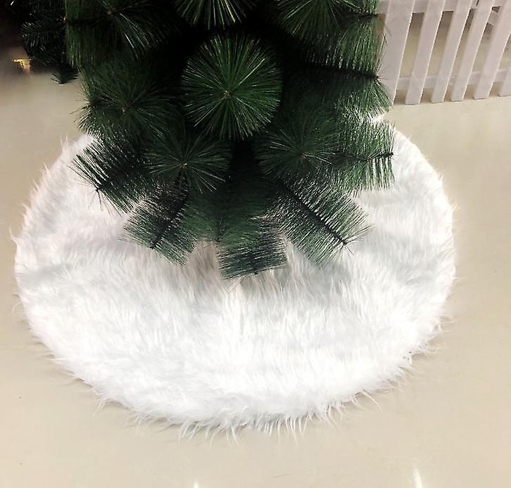 90cm Long Snow Plush Christmas Tree Skirt Base Floor Mat Cover Xmas Party Decor