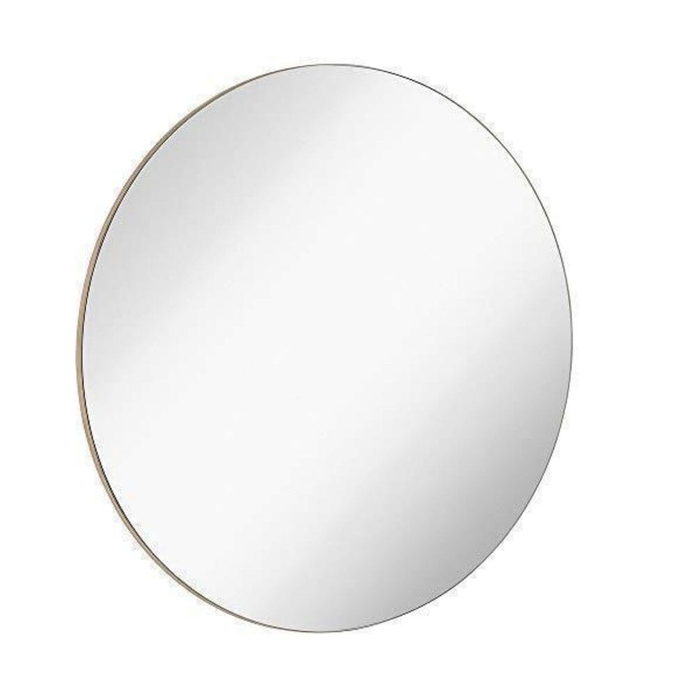 Contemporary Thin Natural Wood Edge Circular Wall Mirror