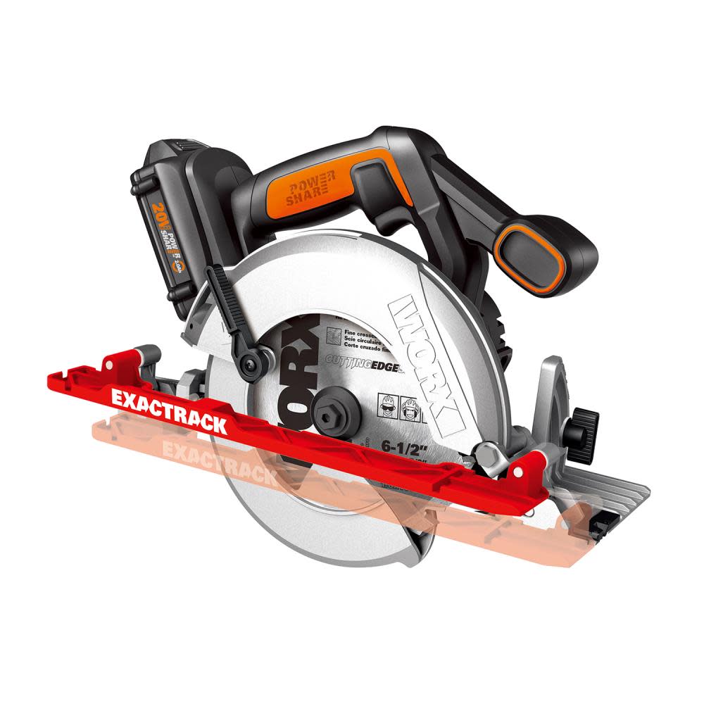 WORX 20v 6-1/2 Circular Saw ExacTrack Kit ;