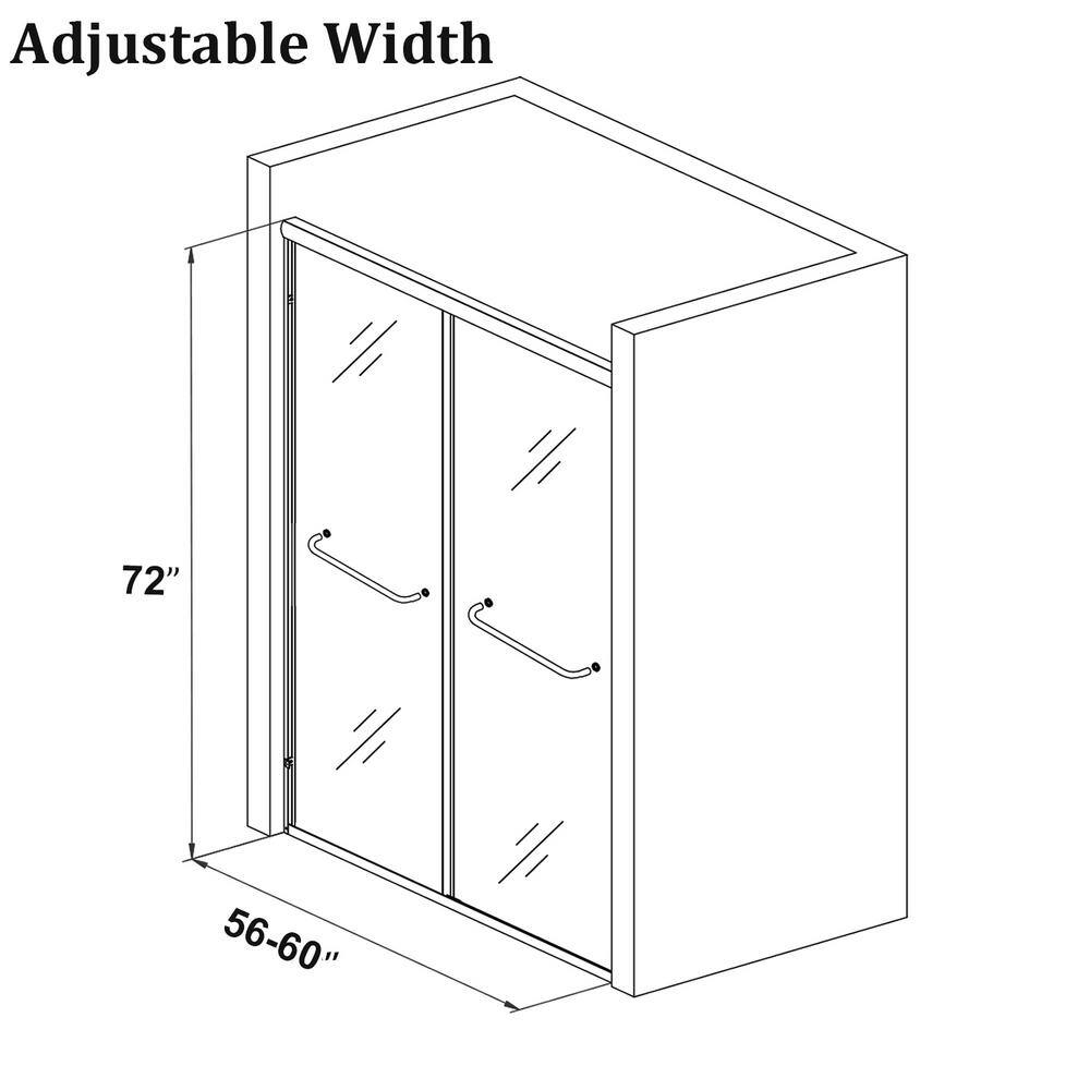 TOOLKISS 56 in. - 60 in. W x 72 in. H Sliding Framed Shower Door in Matte Black with Clear Glass TK19118MB