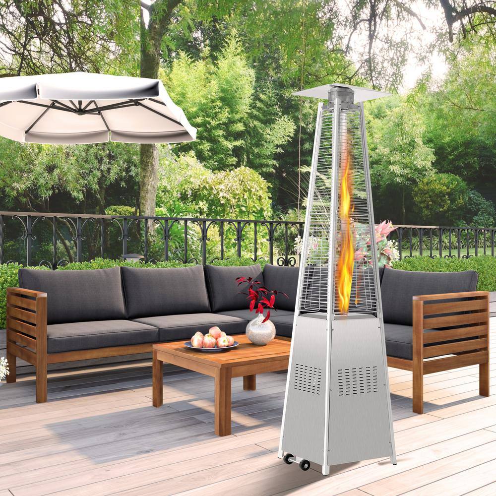 42000 BTU Stainless Steel Pyramid Glass Tube Flame Outdoor Heater with Long Strips of Flame ST725B-260