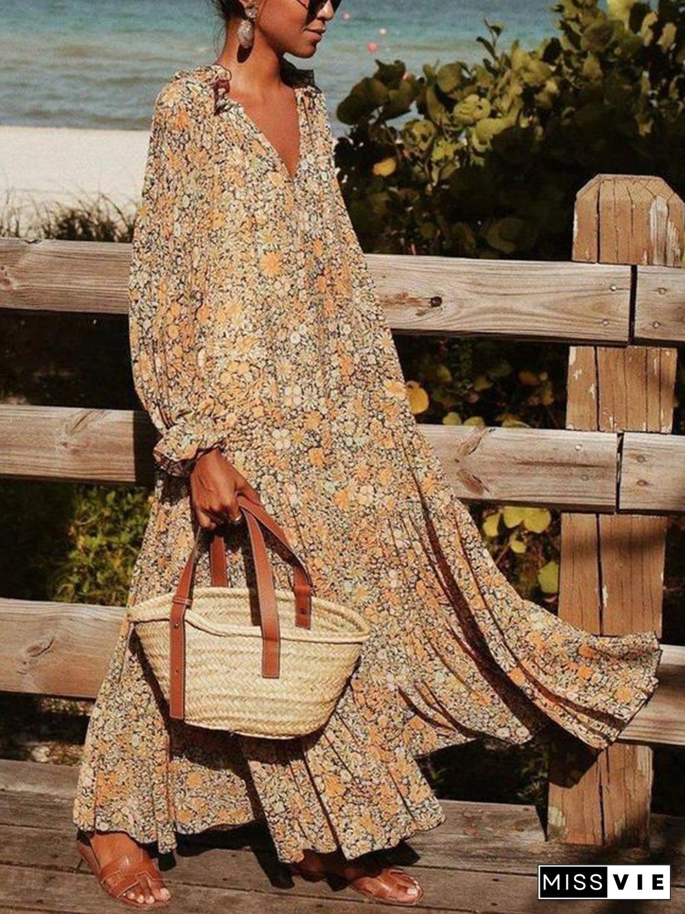 Toes in the Sand Floral Print Maxi Dress P16012