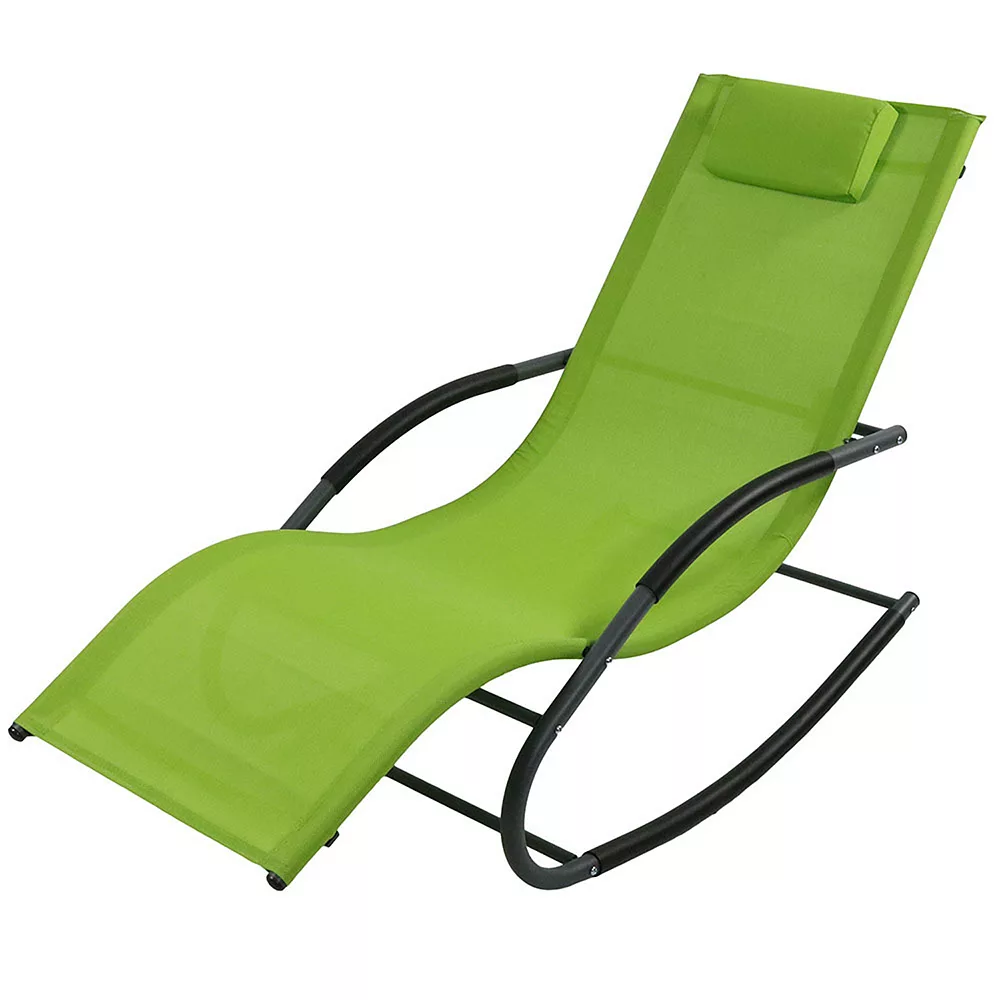 Sunnydaze Outdoor Patio Rocking Wave Lounger with Pillow