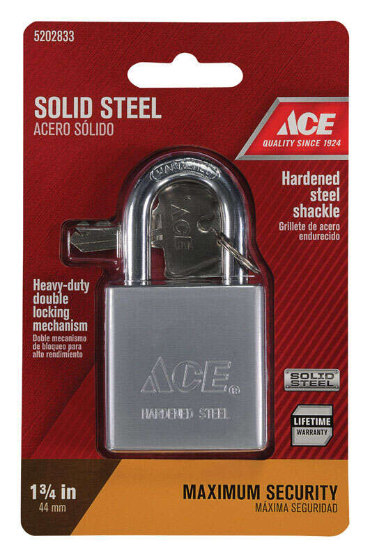 Ace 1-13/16 in. H X 1-3/4 in. W X 3/4 in. L Steel Double Locking Padlock