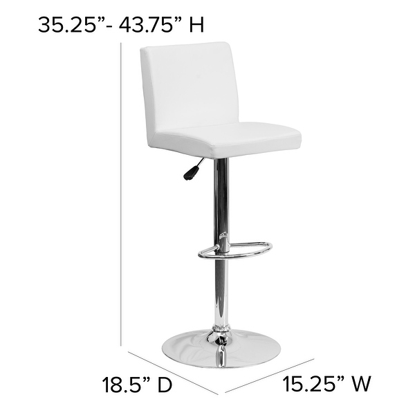 2 Pk. Contemporary Brown Vinyl Adjustable Height Barstool with Panel Back and Chrome Base