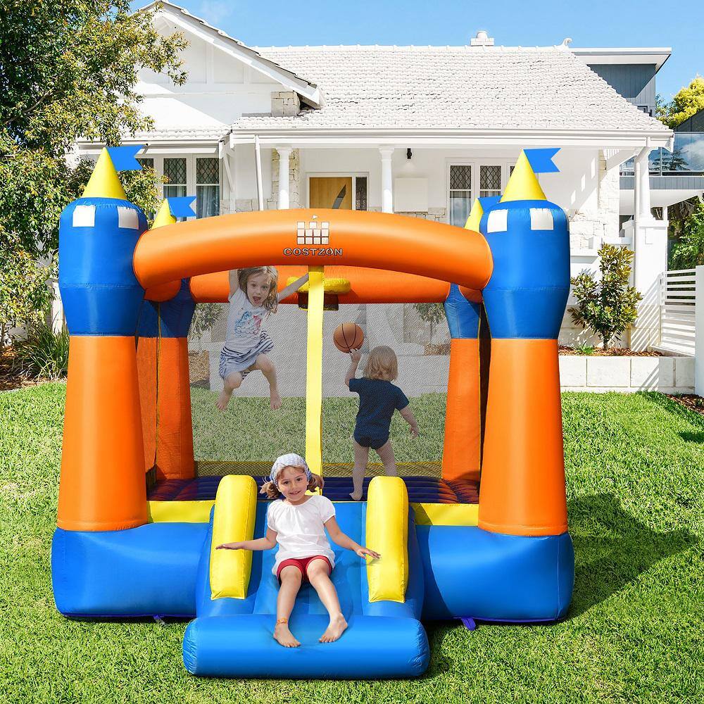 Costway Inflatable Bounce House Kids Magic Castle with Large Jumping Area with 550-Watt Blower NP10397+ES10150US