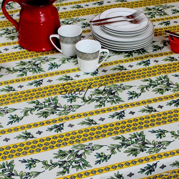 Wipeable Tablecloth Spill Resistant French Fleur Oliviers Collection