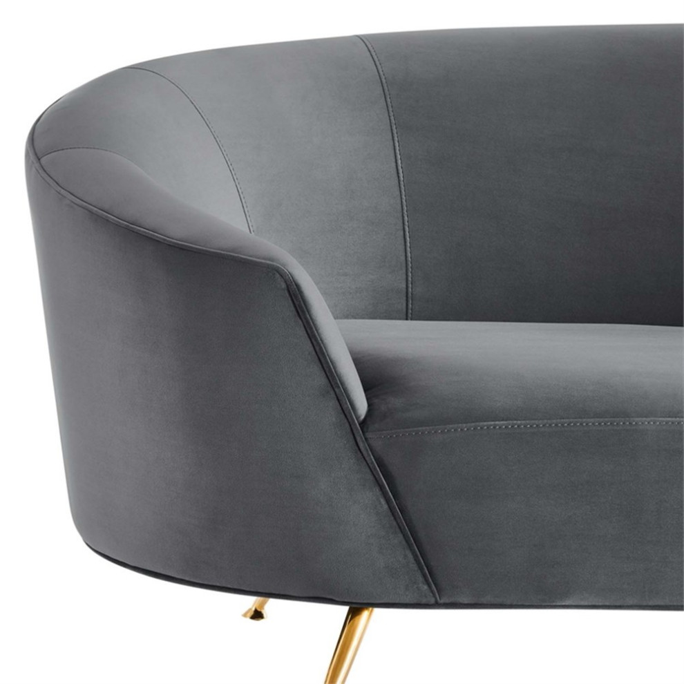 Modway Marchesa Modern Performance Velvet Upholstered Sofa in Gray/Gold   Midcentury   Sofas   by Homesquare  Houzz