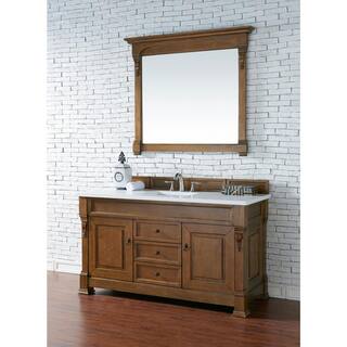 James Martin Vanities Brookfield 60.0 in. W x 23.5 in. D x 34.3 in. H Bathroom Vanity in Country Oak with White Zeus Quartz Top 147-114-5371-3WZ