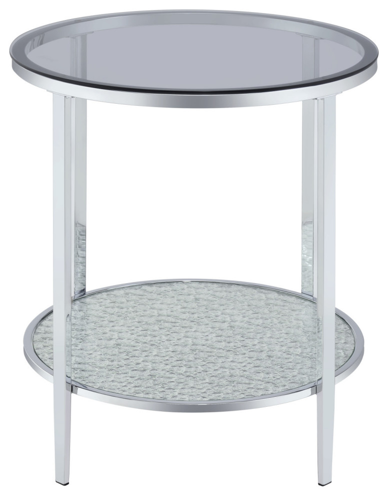 Frostine Round Chrome and Tempered Glass End Table   Contemporary   Side Tables And End Tables   by Steve Silver  Houzz