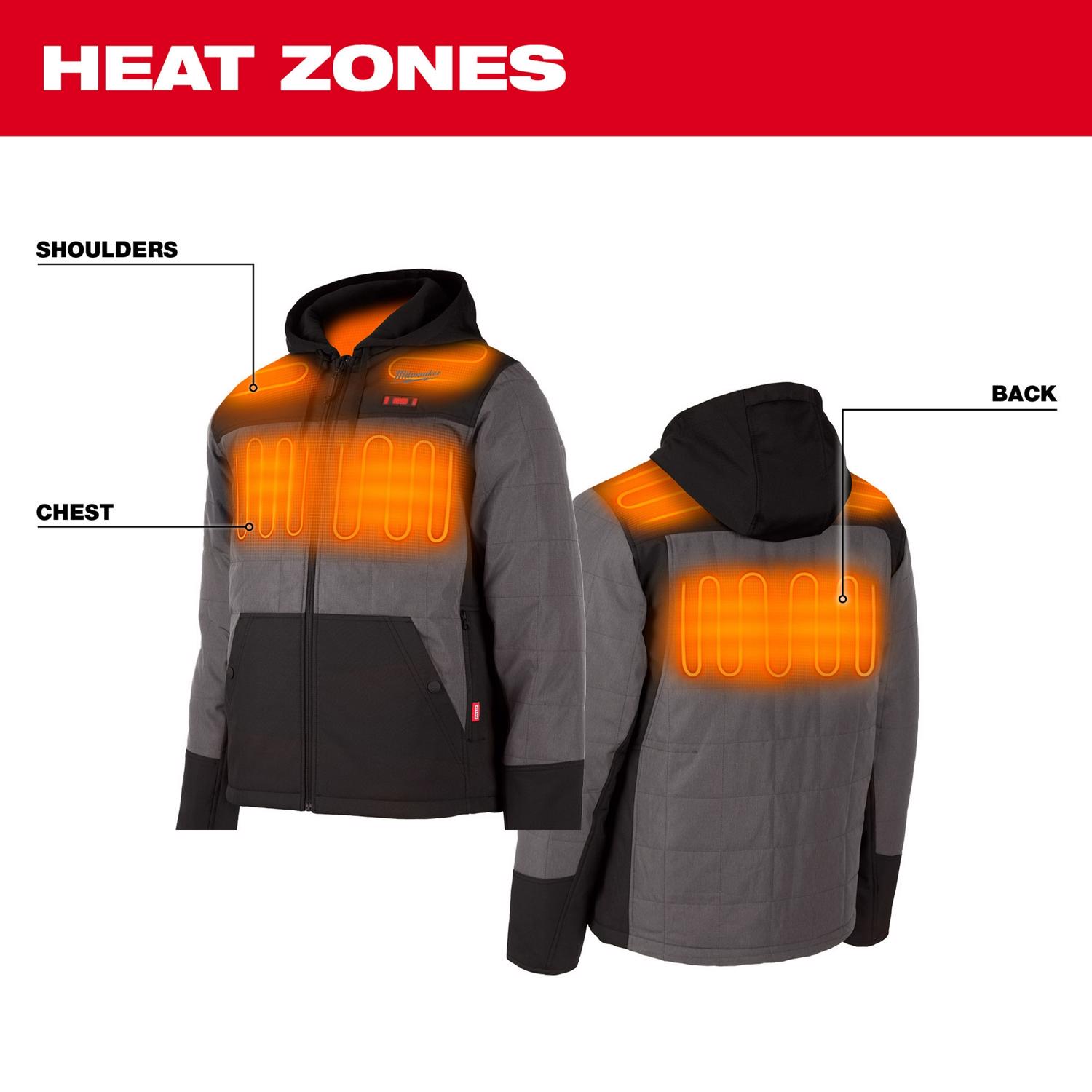 MW M12 XXXL Long Sleeve Men\u0027s Hooded Heated Jacket Kit Gray