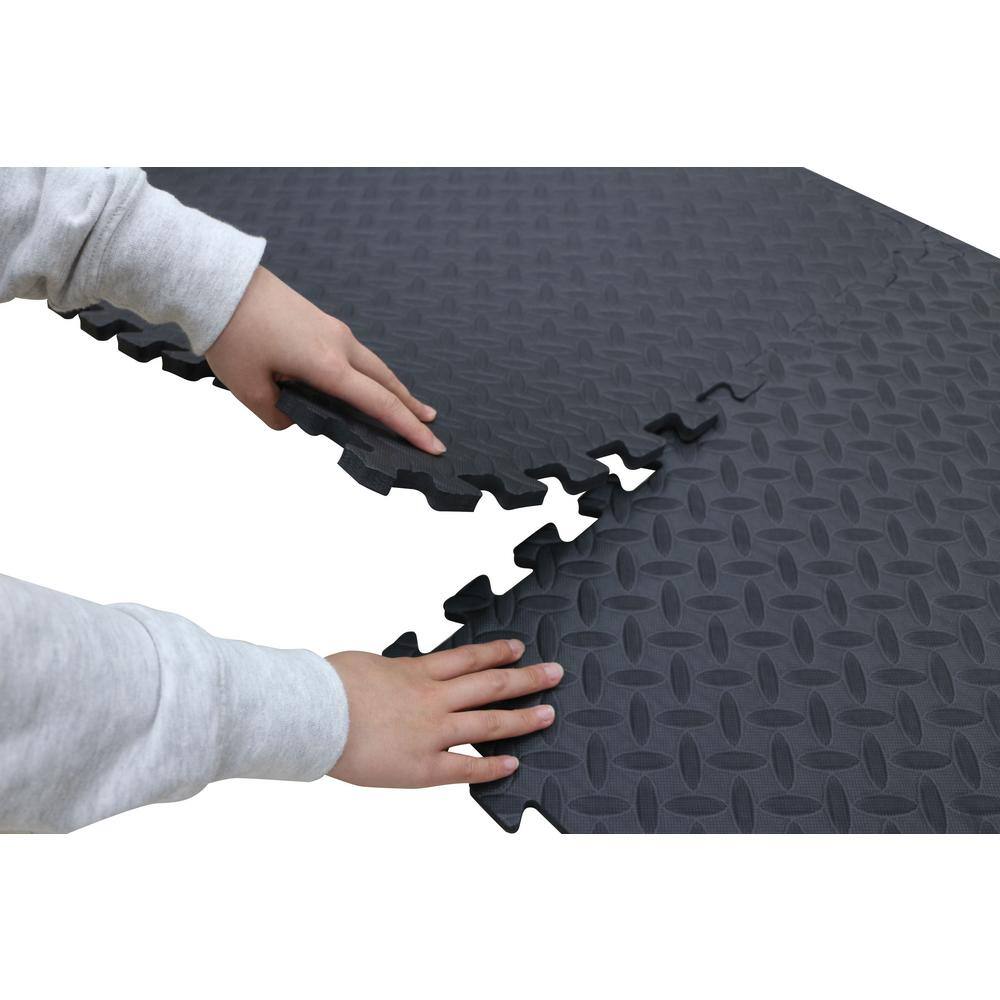 TrafficMaster Gray 25 in. W x 25 in. L x 0.47 in. T EVA Foam Interlocking Gym Floor Tiles (6 TilesPack) (24 sq. ft.) MI06012