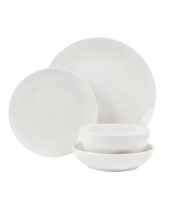 Elama Faandaacute;Tima 16 Piece Porcelain Double Bowl Dinnerware Set Service for 4