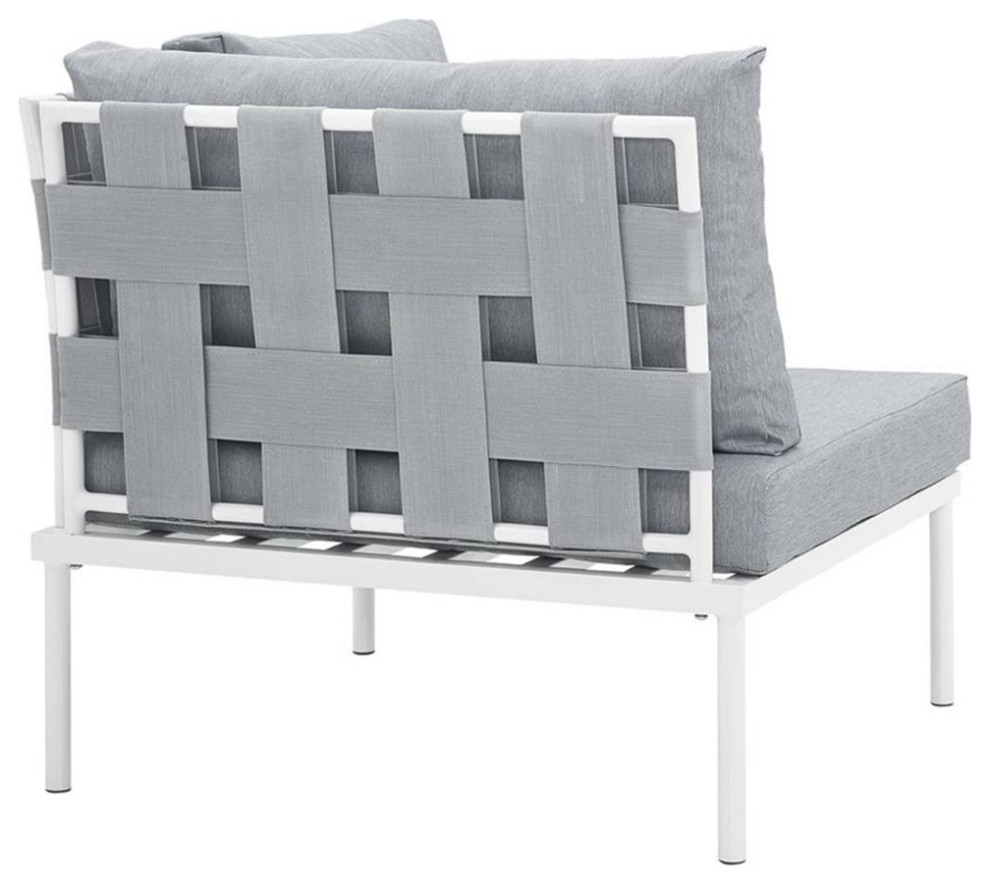 Modway Harmony Outdoor Patio Aluminum Fabric Corner Sofa Chair in White/Beige   Contemporary   Outdoor Lounge Chairs   by Homesquare  Houzz