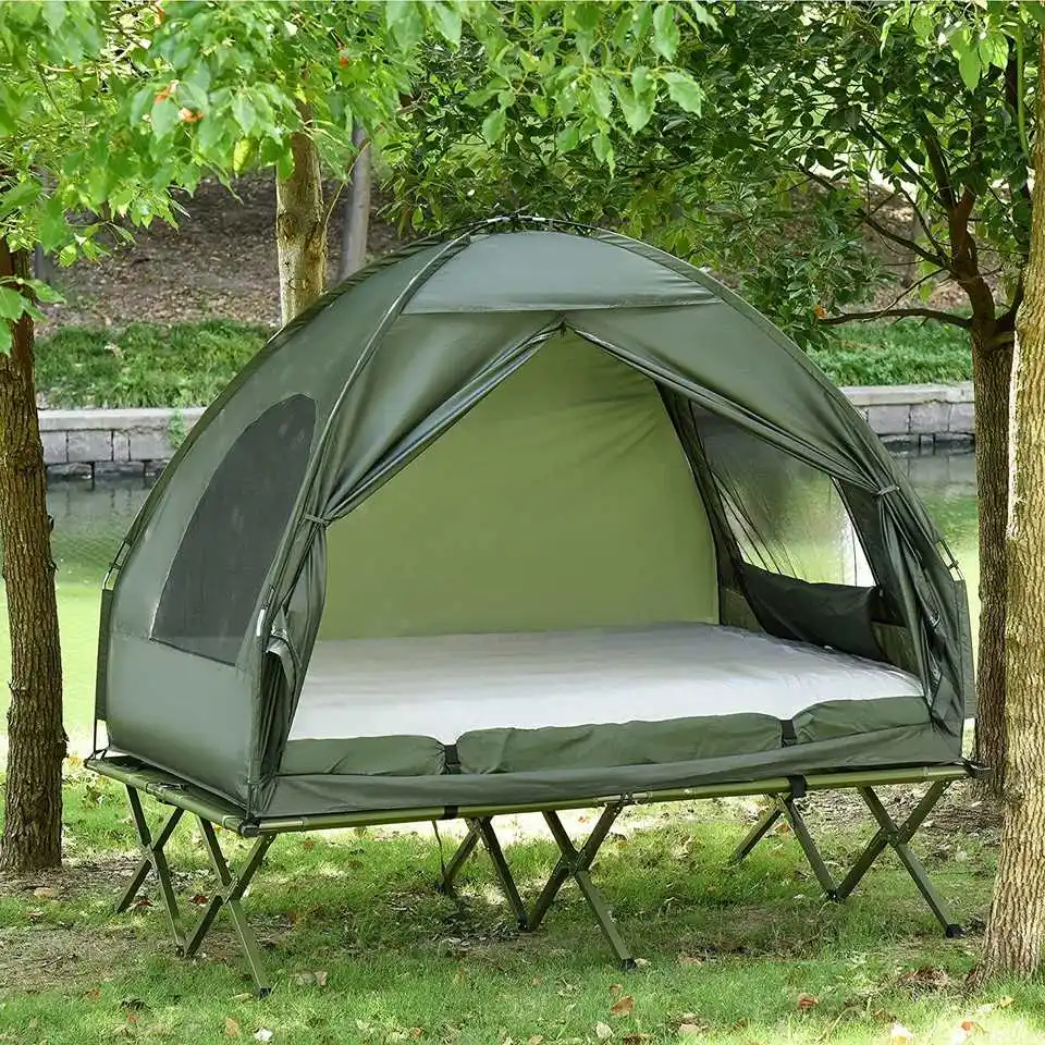 New Design Large Cot Tent Compact Pop Up Portable Folding Outdoor Elevated  In One Camping Hiking Cot Tent for camps