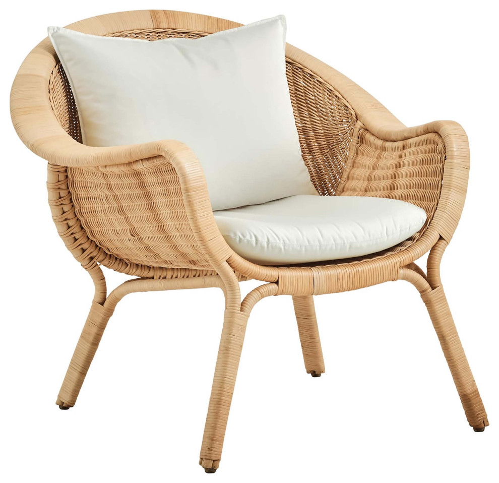 Nanna Ditzel Madame Chair Natural Tempotest White Canvas Cushions   Midcentury   Armchairs And Accent Chairs   by Sika Design  Houzz