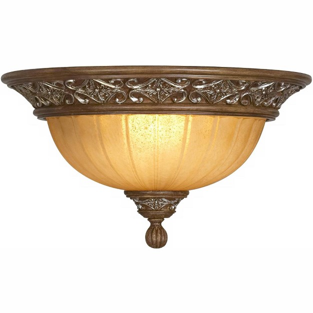 Wide Golden Bronze 2 light Champagne Glass Dome Shade For Bedroom Kitchen