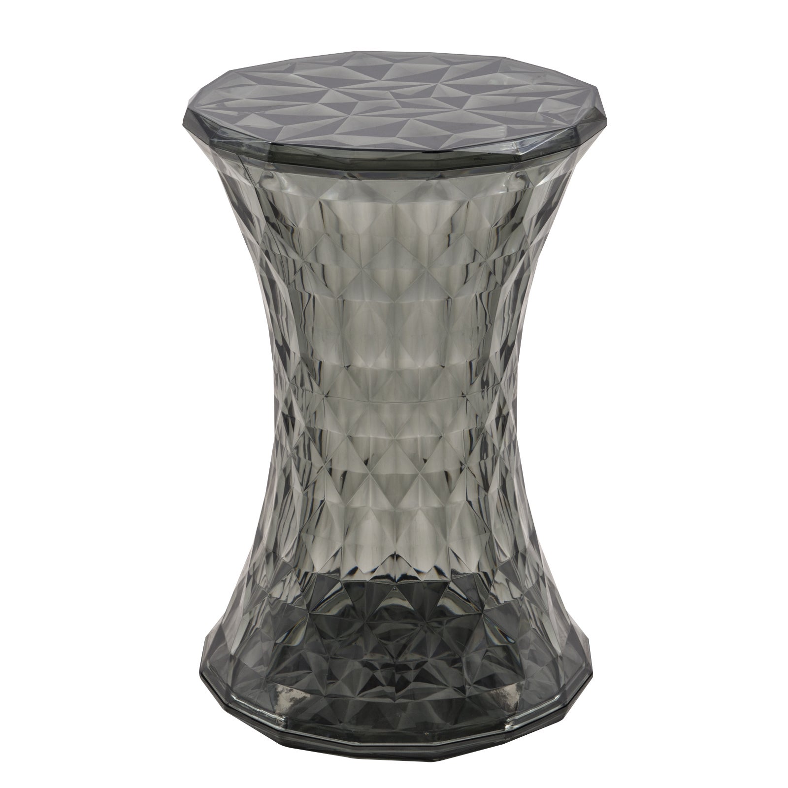 LeisureMod Clio 18-inch Transparent Black Stool