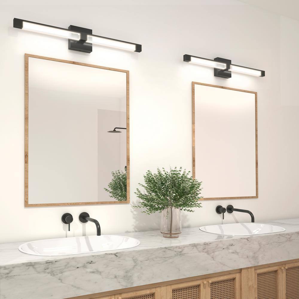 Artika Tivoli 27 in. 1-Light Integrated LED Matte Black Modern Bath Vanity Light Bar Wall Fixture for Bathroom Mirror VAN-TROC-HD2BL