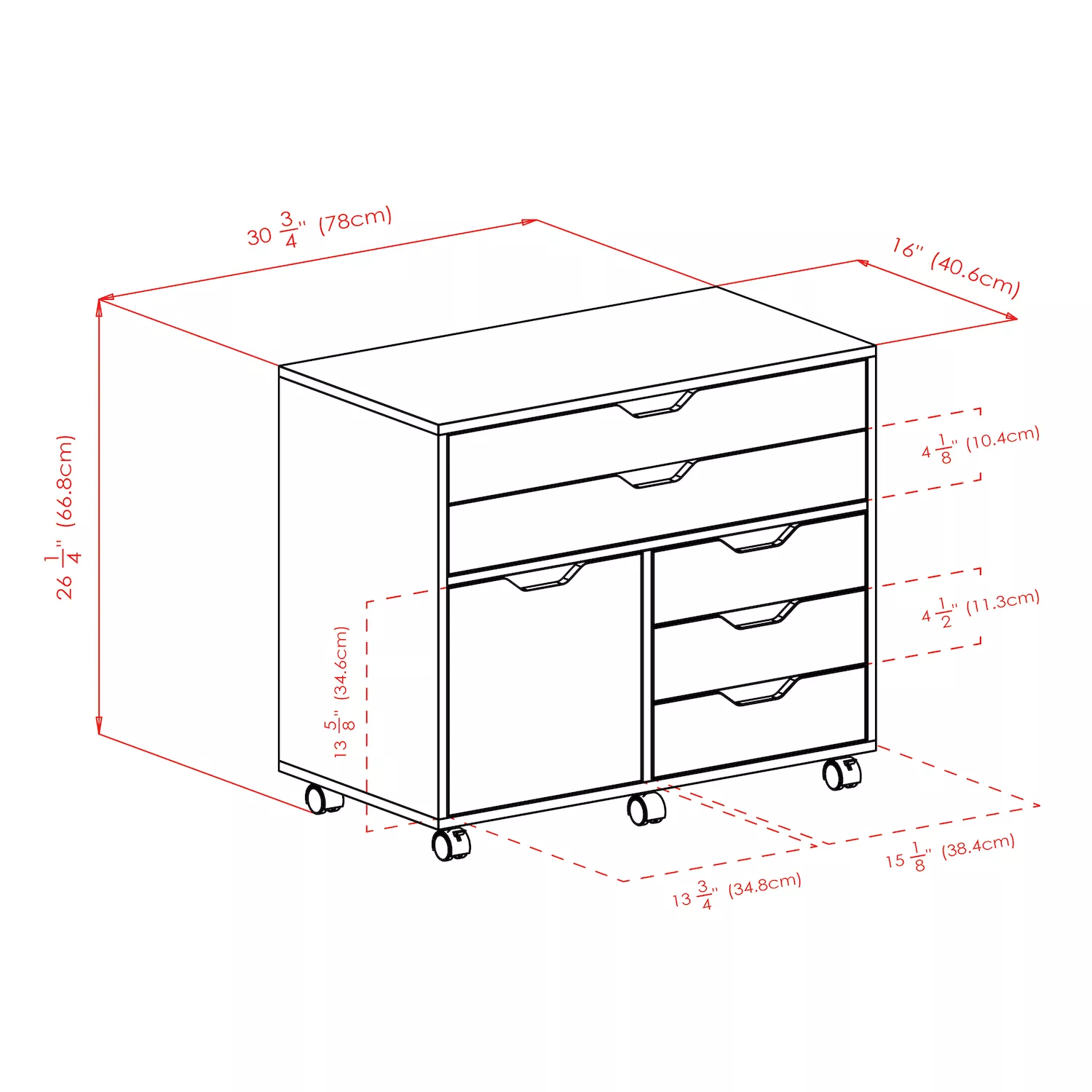 Winsome Halifax 3-Section Mobile Storage Cabinet