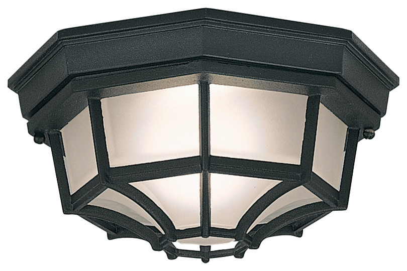 Builder Cast Aluminum 10 quotFlushmount  Black   Craftsman   Outdoor Flush mount Ceiling Lighting   by Buildcom  Houzz