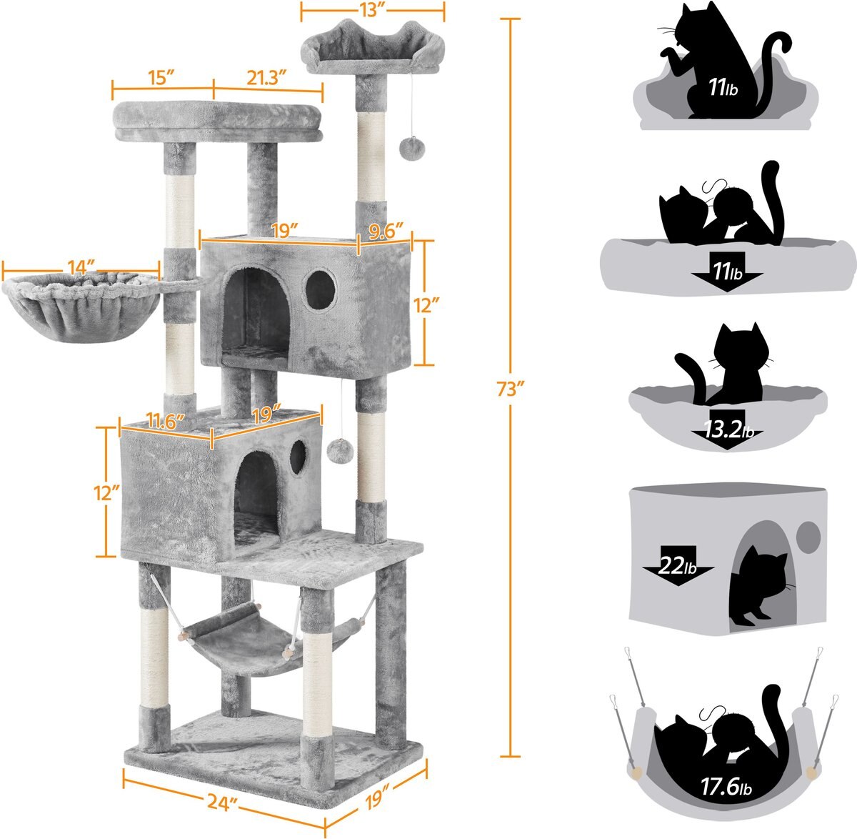 Yaheetech 73-in Multi-Level Cat Tree